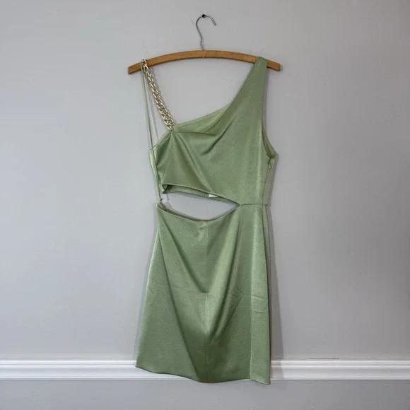 NWT Alice + Olivia Revolve Women's Green One-Shoulder Cutout Karoline Dress 2 - Picture 7 of 15